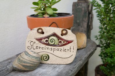 Tonschild "Hereinspaziert"